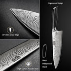 HOSHANHO 8 Pieces Knife Set with Magnetic Block, Ultra Sharp Powder Steel Knife Block Set, Professional Chef Knife Sets with Ergonomic Handle & Knife Sharpener