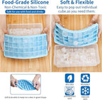 Silicone Ice Cube Tray with Leak-Proof Lid & Storage Bin for Freezer – BPA-Free 36-Piece Nugget Ice Molds, Spill-Resistant Cover & Ice Scoop Container Cover
