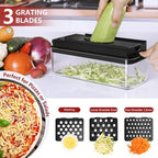 Vegetable Chopper, Onion Chopper Dicer, Mandoline Slicer, Food Chopper with Container, Vegetable Cutter for Salad Potato Carrot Garlic（9 Blades, Black）