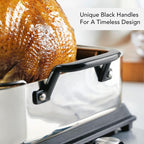 KitchenAid 5-Ply Clad Stainless Steel Roasting Pan/Roaster with Removable Rack, 15 Inch x 11.5 Inch - Polished Stainless Steel