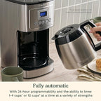 Cuisinart 12-Cup Coffee Maker, Programmable PerfecTemp Thermal Carafe Coffee Machine with 1-4 Cup Setting, Brew Strength Control and Brew Pause, Stainless Steel, DCC-3400NAS, Silver