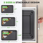 NutriChef 3-Piece Non-Stick Cookie Sheets for Baking - Heavy Duty Steel Baking Sheet Pans for Toasters & Oven - Small, Medium, & Large Size Baking Trays - PFOS, PFOA, PTFE-Free Nonstick Coating