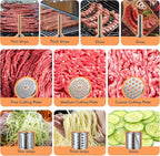 #8 Meat Grinder, 3200W Max Electric Heavy Duty Sausage Stuff, Rotary Cheese Grater with 3 Interchangeable Blades, 2 Blades, 3 Plates, 4 Sausage Tubes, Kibbe, Burger Press & Meat Claws