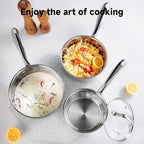 1Qt & 2Qt Stainless Steel Sauce Pan Set with Lid,4 Pcs Non Stick Saucepan,Small Kitchen Pots,Induction Compatible,PFOA FREE