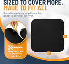 Toaster Oven Liners for Bottom of Oven (2 Pack) Reusable Non-Stick Heat Resistant Toaster Liners, Compatible with Ninja, Cuisinart, Emeril Lagasse & More, Toaster Mat, 12"x12" (Black)