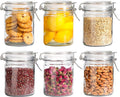 ComSaf Airtight Glass Canister with Lid Set of 6, 25oz Food Storage Jar, Mason Jars, Storage Container with Seal Wire Clamp Fastening for Kitchen Fermenting Preserving Canning Pasta Flour Cereal