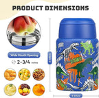 Soup Thermo for Hot Food Kids 16oz Insulated Food Jar Leakproof Thermo Lunch Container for Kids Wide-Mouth Stainless Steel Lunch Box for School with Handle Folding Spoon(3+)