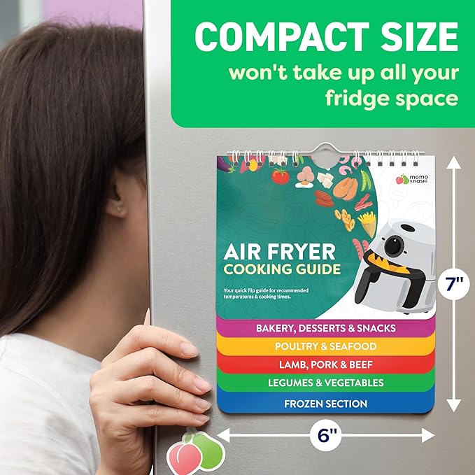Air Fryer Cheat Sheet Magnets Cooking Guide Booklet - Air Fryer Cookbooks - Air Fryer Liners - Air Fryers Kitchen Gifts Gadgets 2025 and 2026 - Air Fryer Accessories - Air Fryer Cooking Guide