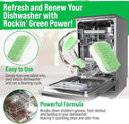 Rockin' Green Dishwasher Cleaner Tablets (8 Pack) - Septic Safe Dishwasher Cleaning Tablets Dishwasher Cleaner and Deodorizer - Dishwasher Remove Build Up with Citric Acid (Sweet Child O'Lime)