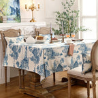 patdrea Designer Vintage Cyan Extra Long Tablecloth for Rectangle Table,Linen Ancient Castle and Manor Pattern Tablecloths,Decor for Kitchen Dining Christmas,Thanksgiving,67"x118"-Lucerne a