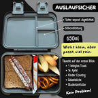 BEARFOOT Kids Lunch Box with Compartments – Compact & Lightweight | Leak-Proof, BPA-Free, Dishwasher & Microwave Safe | Hand-Drawn Design for Preschool, School, Travel (Game Black, 2.75 Cups)