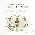 Spode Christmas Tree Nutcracker Cheese Platter with Knife - 9" Porcelain Holiday Serving Tray for Charcuterie - Dishwasher & Microwave Safe - Classic Christmas Tableware for Serving Festive Dishes