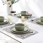 AmorArc Stoneware Dinnerware Sets for 4,Round Reactive Glaze Ceramic Plates and Bowls Set,Highly Scrath Resistant | Dishwasher & Microwave Safe Dishes Set,Service for 4 (12pc)