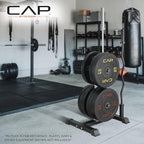CAP Barbell 2-Inch Olympic Bumper Plate Weight Set with 6 Post Rack | 100-370 lbs | Multiple Options