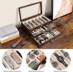 Knives Display Box, 3-Layer Pocket Knives Box Display & Storage Knives, Solid Wood Knives Box for Collections, Gift for Boyfriend Fathers Day Birthday Gifts(Walnut)