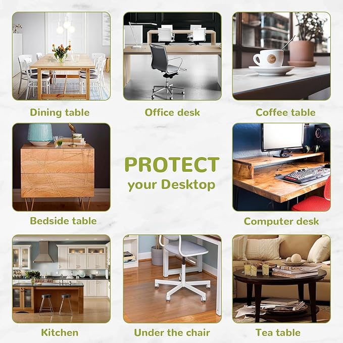 28 x 64 Inch Clear Table Cover Protector, Clear Table Protector for Dining Room Table, 1.5mm Plastic Table Cover, Waterproof Table Pad for Kitchen, Office