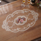 Clear Table Cover Protector Plastic Vinyl Table Cloth with White Lace Pattern Oil Spill Proof Plastic Tablecloths for Dining Tables Parties Holidays (French Lace, 60 x 104 Inches)