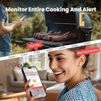 Sub-1g WiFi Wireless Meat Thermometer Unlimited Range with Digital Smart Base 7 NIST Certified Sensors with Ambient Temp Monitor for BBQ, Grill,Oven, Smoker(1, Black, Small)