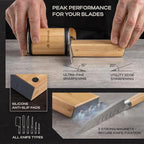 Stonka Oak Rolling Knife Sharpener Kit – Dual-Grit Diamond Wheels Kit (400/1000), Easy to Use Knife Sharpener Roller with Magnetic Holder with 15° & 20°, Leather Strap