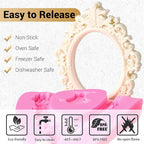 JOERSH 4PCS Baroque Frame Mold, Picture Photo Frames and Corners Silicone Fondant Mold for Cake Decorating, Cupcake Topper, Chocolate, Candy, Sugarcraft, Dessert Decor