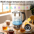 Kndko Electric Kettle,Temperature Adjustmenet, Stainless Steel Filter and Cover,1.7L Tea Kettle & Hot Water Boiler For Coffee & Tea, Automatic Shut Off,1500W, Black and Silver