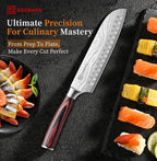 KEEMAKE 7 Inch Japanese Santoku Knife, Ultra-Sharp 1.4116 High Carbon Steel Blade with Pakkawood Handle, Professional Chef's Knife for Kitchen w/Sheath and Gift Box