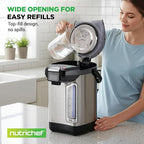 NutriChef Digital Water Boiler and Warmer - 5L/5.28 Qt Stainless Electric Hot Water Dispenser w/LCD Display, Rotating Base, Keep Warm, Auto Shut Off, Safety Lock, Instant Heating for Coffee & Tea
