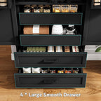 iPormis 71" Tall Kitchen Pantry Storage Cabinet w/Adjustable Shelf, Large Drawers & Door Shelves, Freestanding Kitchen Cupboard for Dining Room/Living Room, Black
