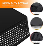 Plastic Storage Baskets With Lid, Storage Bins for Organizing, Stackable Decorative Containers for Shelves Drawers Desktop Closet Playroom Classroom Office, 8 Pack-Black