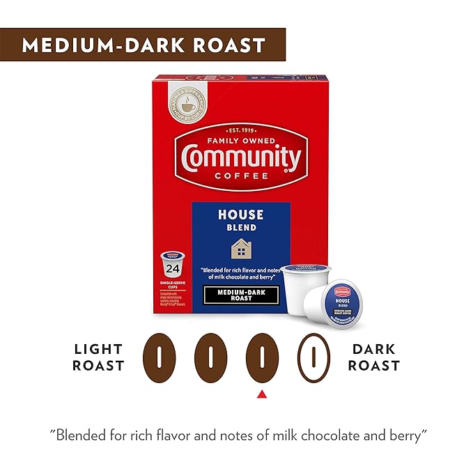 Community Coffee House Blend 12 Count Coffee Pods, Medium-Dark Roast, Compatible with Keurig 2.0 K-Cup Brewers, Box of 12 Pods (Pack of 2)