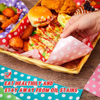 Fulmoon 600 Sheets Waxed Deli Paper Sheets for Food 12 x 12 Inch Polka Dot Dry Wax Paper Greaseproof Food Basket Liners Sandwich Wraps for Wrapping Bread Baking BBQ Picnic Party (Multicolor)