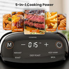 Kismile 5-in-1 Portable Glass Air Fryer, 2.6QT & 4.7QT Dual Glass Containers with Lids, 85% Less Oil, Compact Smart Air Fryer Oven for Deep Roast, Crisp, Keep Warm – Freezer & Dishwasher Safe