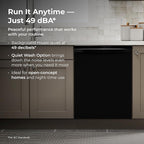 Kenmore 22-14629 24" Built-in Dishwasher-Quiet Tub with TurboDry, Leak, & SmartWash Soil Detection-15 Place Settings-49 DBA-Energy Star Certified, 24.61"D x 23.55"W x 33.88"H, Black