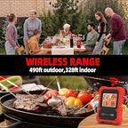 Digital Meat Thermometer - Cooking Food Oven BBQ Smoker Grill Thermometer for Grilling Smoking - Wireless Meat Thermometer with 4 Temperature Probes