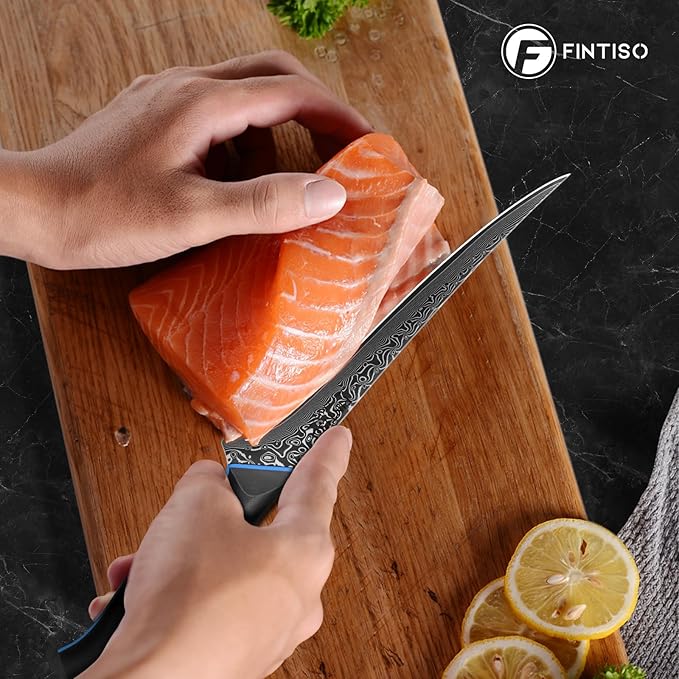 7 Inch Fillet Knife, Ultra Sharpe Meat Boning Knife in 67-Layer Japanese Damascus Steel, Professional Fish Knives with Ergonomic G10 Handle for Slicing and Skinning