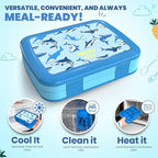 YOLAY Bento Box for Kids Lunch Box Leak-Proof, 5-Compartment Lunch Box Kids for Ages 3-10, Durable with Anti-Slip Base, Suitable for Schools, Outdoor and Travel (Sharks)