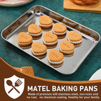 meekoo 24 Pcs Baking Sheet Pan Cookie Sheet Set for Oven Stainless Steel Trays Nonstick Small Serving Tray Cake Toaster Metal Food Trays, Oven and Dishwasher Safe (9 x 6.7 x 1 Inch)