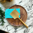 Teak Wide Wooden Spatula with Microfiber Cloth - Natural Non-Stick Healthy Kitchen Utensils - Handcrafted with Comfort Grip