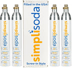 60L CO2 Canister Cylinders - Compatible w/Sodastream BLUE Screw-In Only, Ninja Thirsti, Philips, and More - Threaded Style Soda Streaming Machine CO2 Tanks Gas Refill, | 14.5 oz, Set of 4