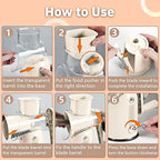 Rotary Cheese Grater with Handle Vegetable Shredder with 5 Interchangeable Blades, Kitchen Food Slicer and Chopper with Strong Suction Base for Fruit Vegetables Nuts with Blade Storage Box (White)