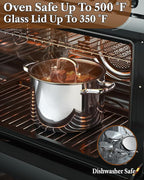 Cook N Home Stainless Steel Stockpot 8 Quart, Tri-Ply Clad Soup Pot with Glass Lid, Induction Compatible, Heavy Duty Canning Pot, Dishwasher Oven Safe, Silver