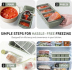 Silicone Freezer Tray with Lid Soup Freezer Container Molds with Steel Reinforced Rim Large Ice Cube Tray Makes 8 Perfect 1 Cup Portions Cubes Storage Food Portion Control Containers Kitchen Gadgets
