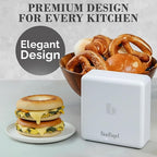 Bagel Cutter Slicer – Precision Bagel Slicer with Auto-Center Holder – Compact 7-Inch Space-Saving Design for Even Cutting Large and Small Bread at Home or Café Kitchen-White