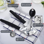 Commercial Can Opener, UHIYEE Hand Crank Can Opener Manual Heavy Duty with Comfortable Extra-long Handles, Oversized Knob, Large Handheld Can Open Easy for Big Cans, Black