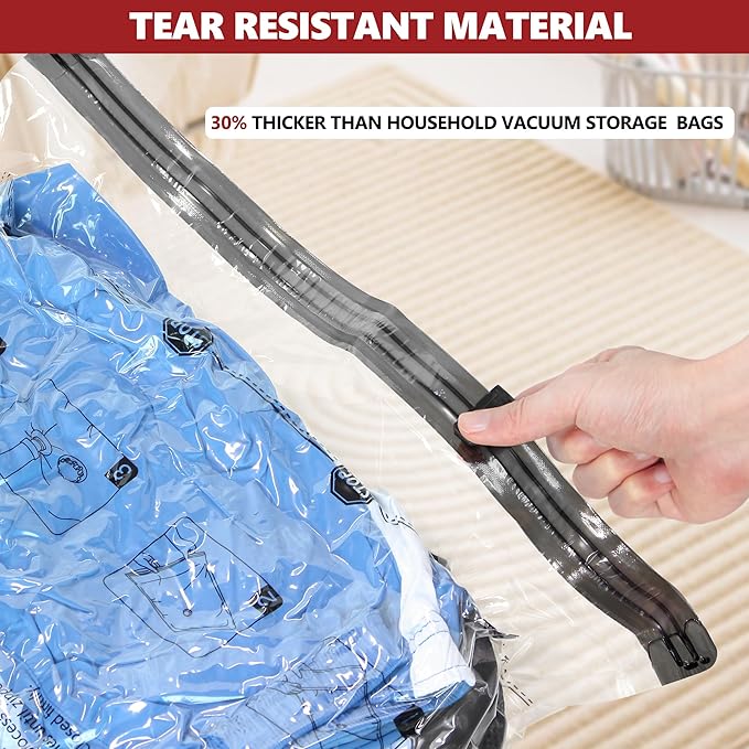 SUOCO Travel Vacuum Bags for Luggage with Portable Electric Pump, 12 Combo (4L/4M/4S) Packing Seal Bags for Clothing Suitcase Backpack, Space Saver Compression Clothes Storage Bags