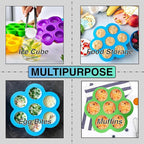 GOKCEN's Silicone Egg Bite Molds [4 Pack] Instant Pot Accessories - Fit Instant Pot 5,6,8 qt Pressure Cooker - Food Freezer Tray with Lid - Reusable Storage Container (4Pcs/Blue-Orange-Pink-Green)