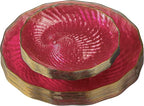 PLASTICPRO 60 Pack Plastic Plates Set of 30-10 inch Plates and 30-7 inch Plate, Elegant Clear Pink Spiral and Gold Rim Disposable Fancy Dishes Heavyweight