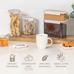 Bentgo Pantry - 10-Piece Airtight Food Storage Containers, Clear, Stackable Kitchen & Pantry Organization, Locking Lids for Freshness, BPA-Free Plastic - Ideal for Sugar, Flour, & More (White Stone)