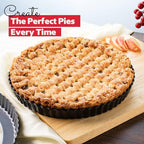 Tart Pan 10 Inch Removable Bottom- Carbon Steel Quiche Pan, Rust & Temperature Resistant Quiche Baking dish 550-600 °F- Non-Stick, Sturdy & Dishwasher Safe- Perfect for Baking Tarts (10 Inch)