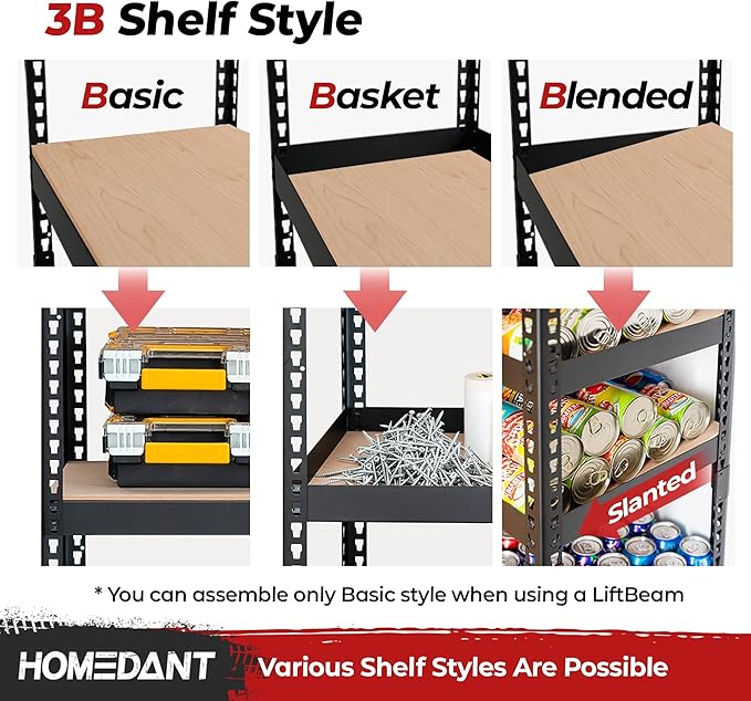 HOMEDANT 5-Tier Laminated Boltless Heavy Duty Metal Shelving Unit Adjustable Garage Storage Utility Rack Shelves Organization Multipurpose Shelf Warehouse Industrial 39.8" W x 18.2" D x 71.3" H 2Pack